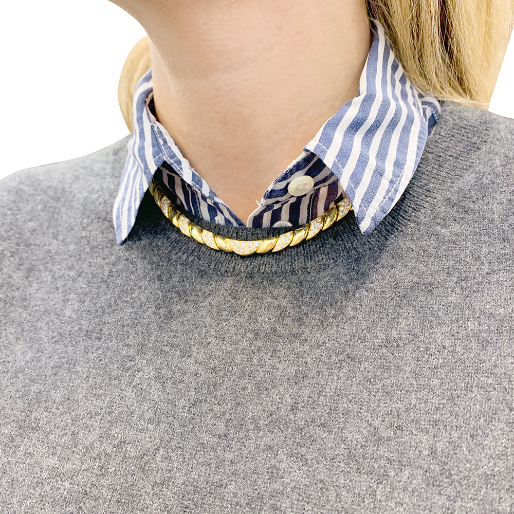 Collier Patek Philippe or jaune, diamants.