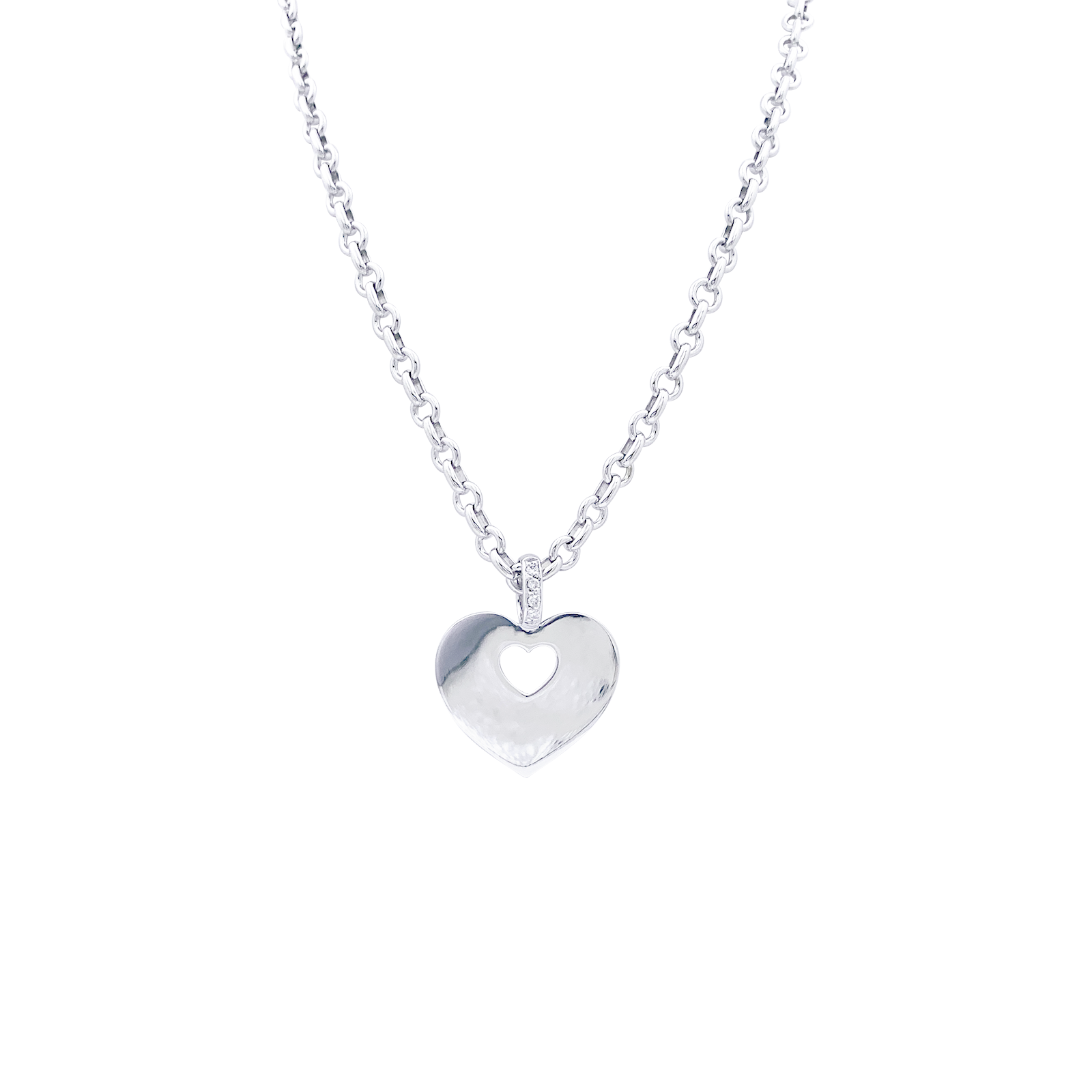 Collier Poiray "Coeur Secret" or blanc, diamants.