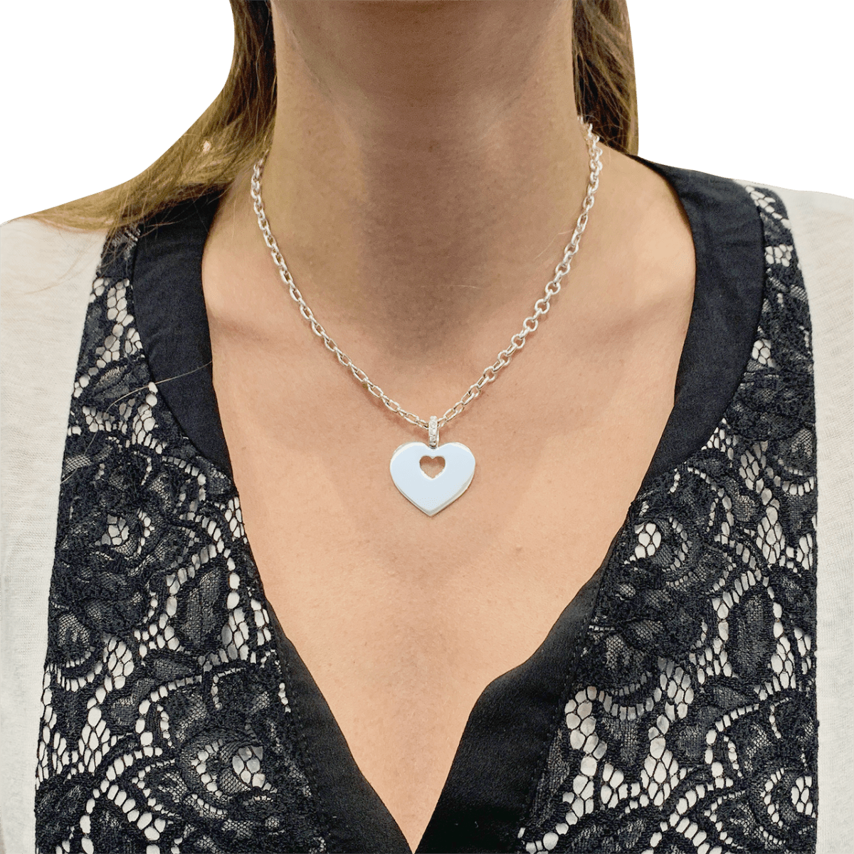 Collier Poiray "Coeur Secret" or blanc, diamants. - Maison Eloe