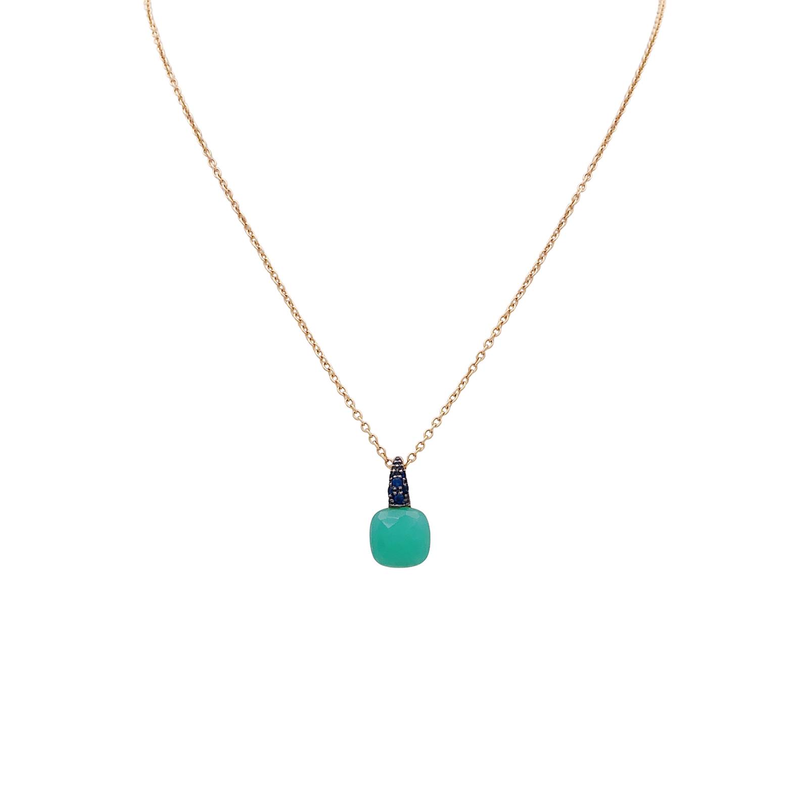 Collier Pomellato "Capri" or, chrysoprase, saphirs.