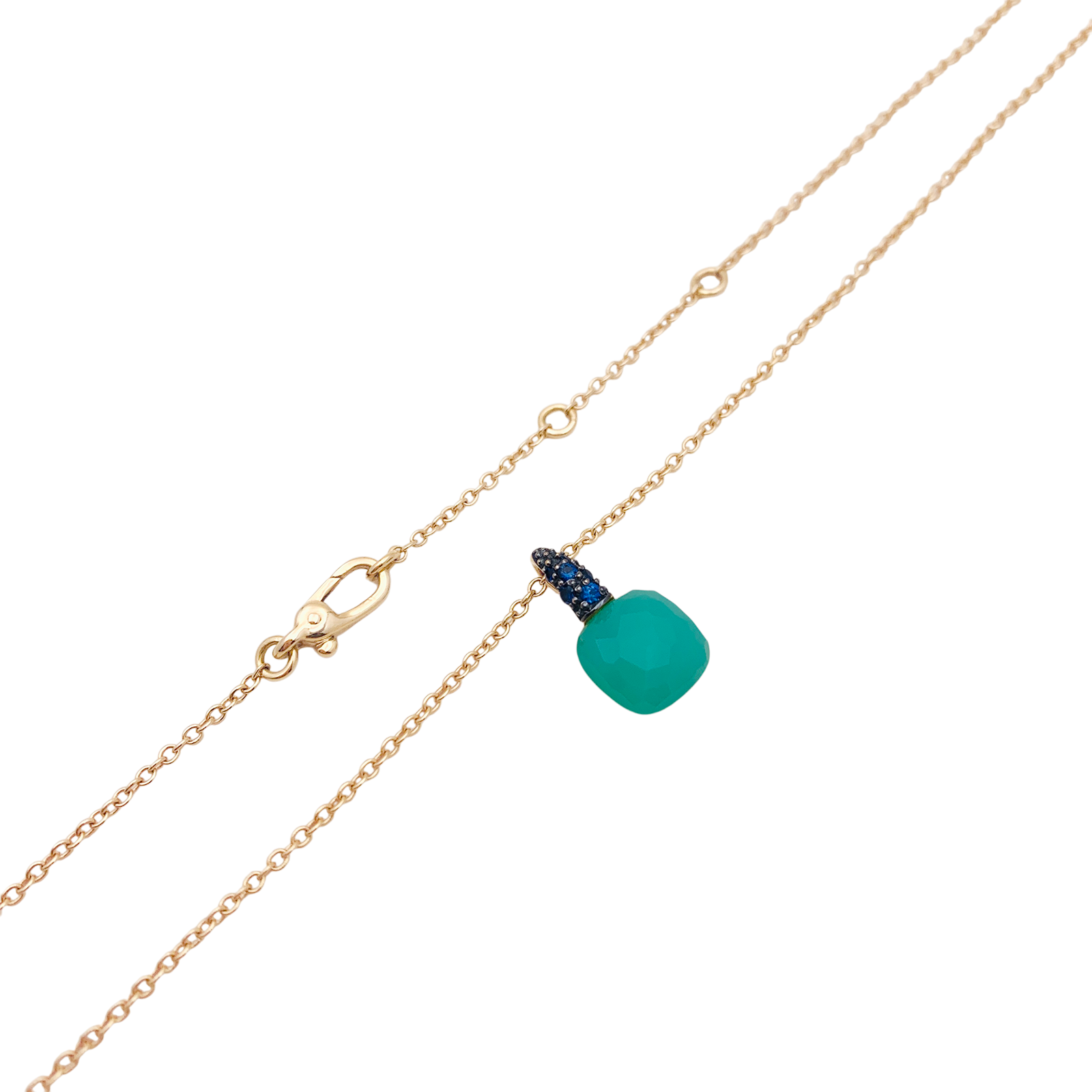Pomellato "Capri" necklace gold, chrysoprase, sapphires.