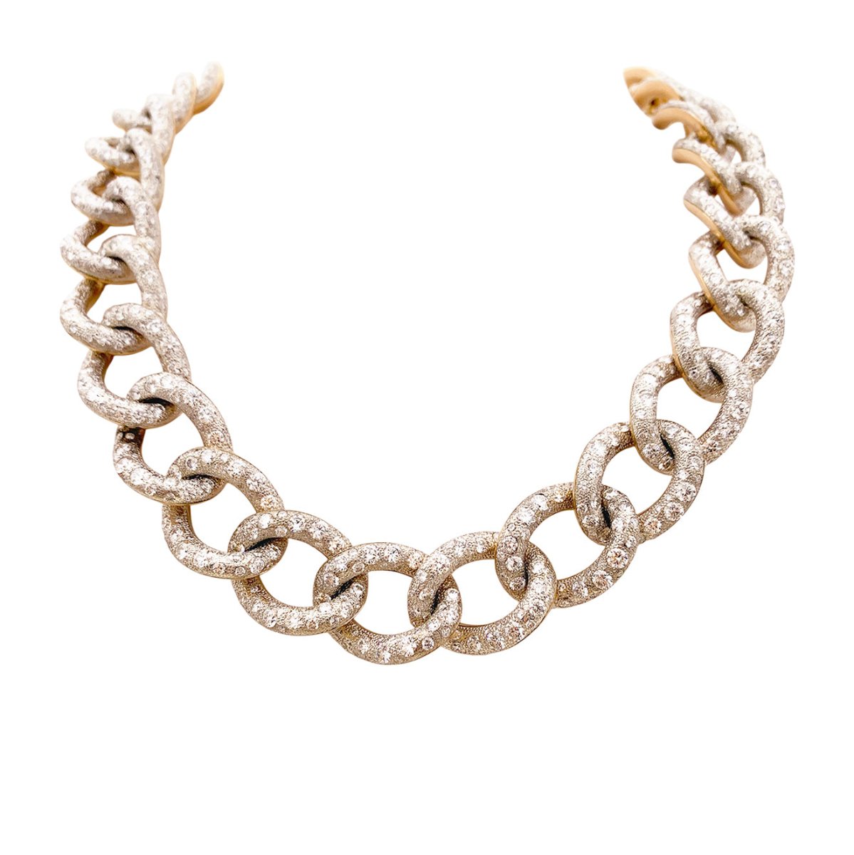 Collier Pomellato, "Catene", or rose et blanc, diamants. - Maison Eloe