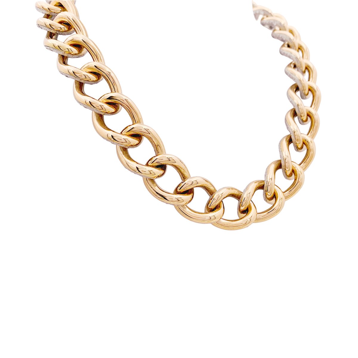 Collier Pomellato, "Catene", or rose et blanc, diamants. - Maison Eloe