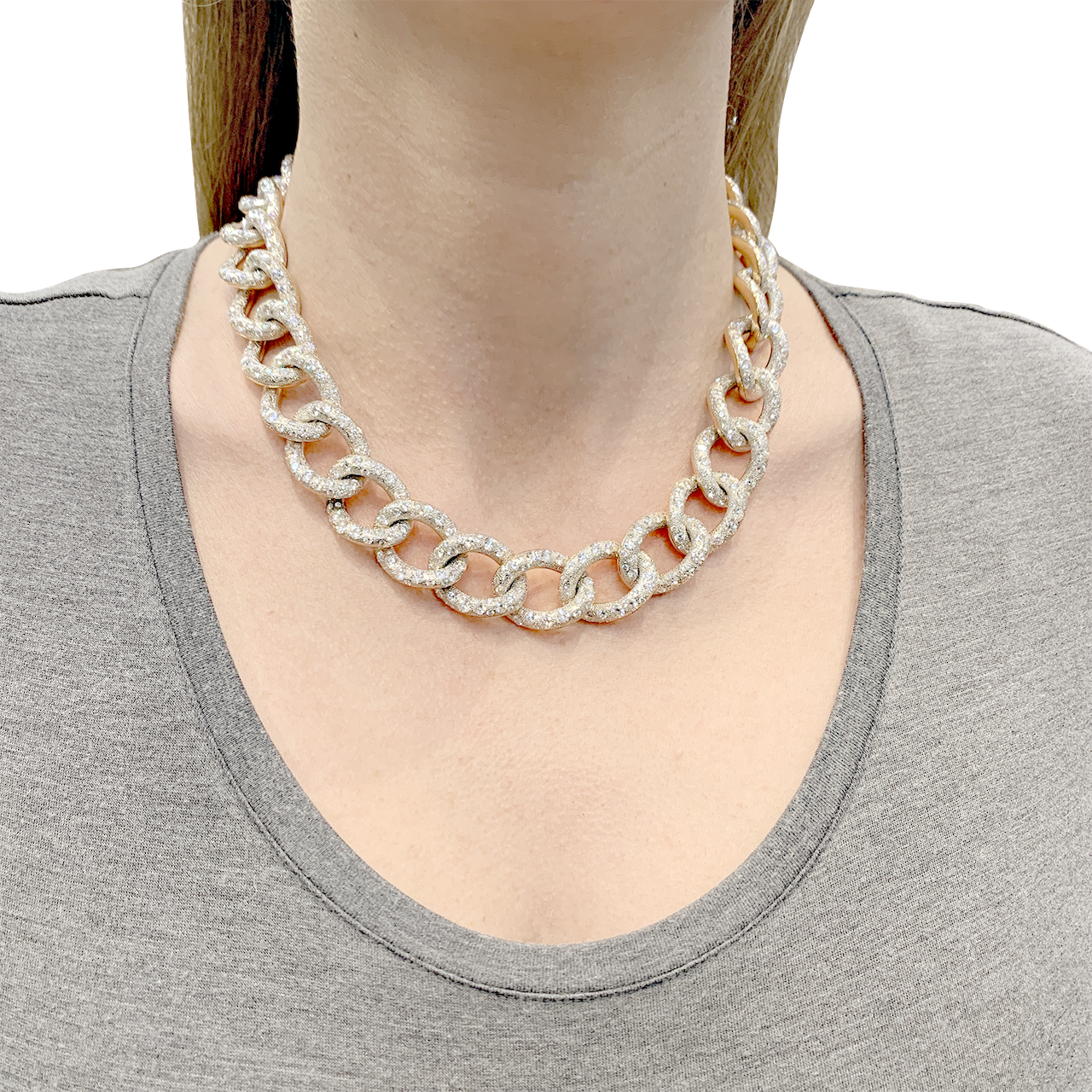 Pomellato necklace, "Catene", pink and white gold, diamonds.