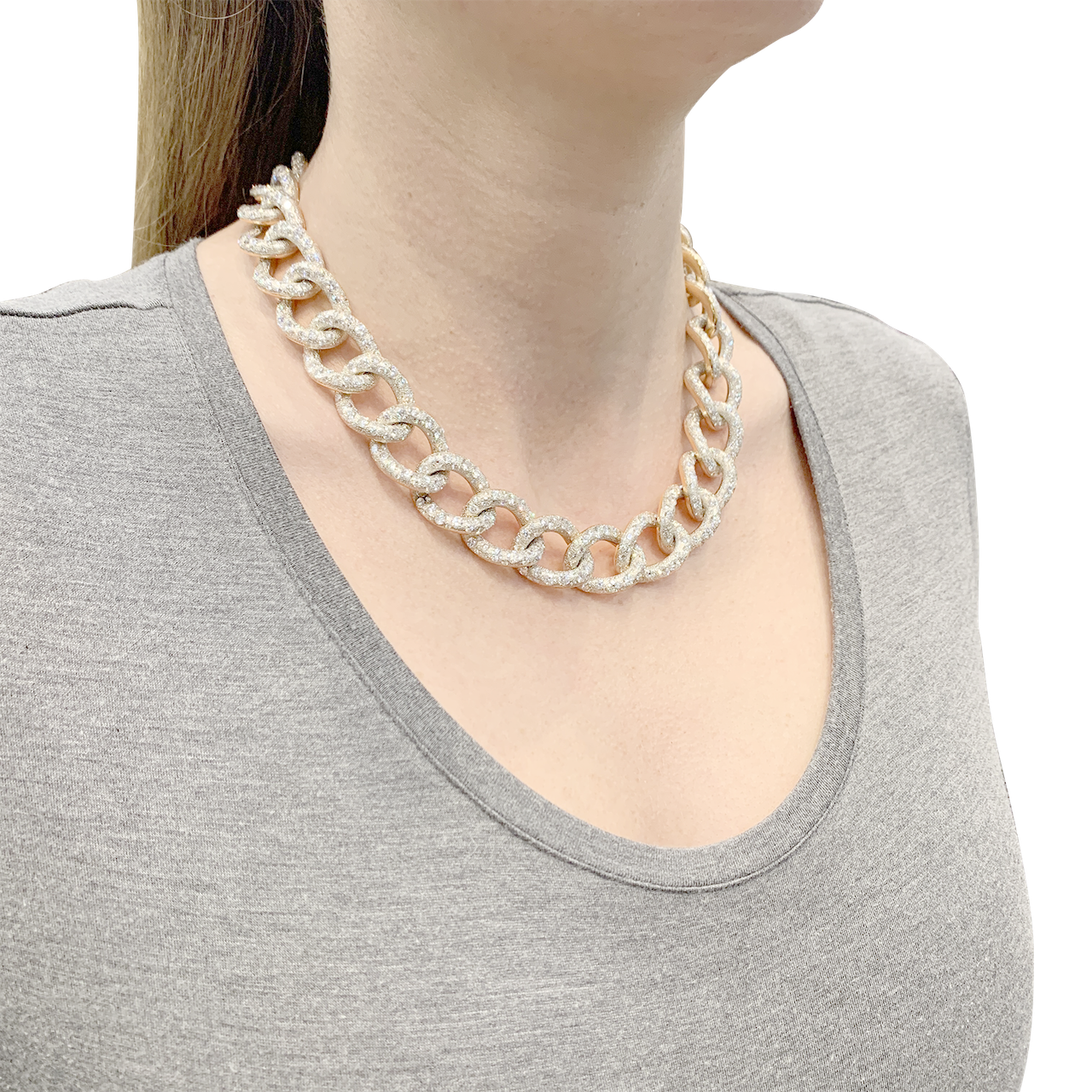 Pomellato necklace, "Catene", pink and white gold, diamonds.