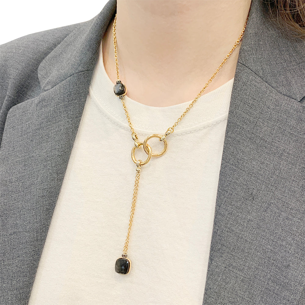 Pomellato necklace, "Nudo", rose gold, obsidians, black diamonds.