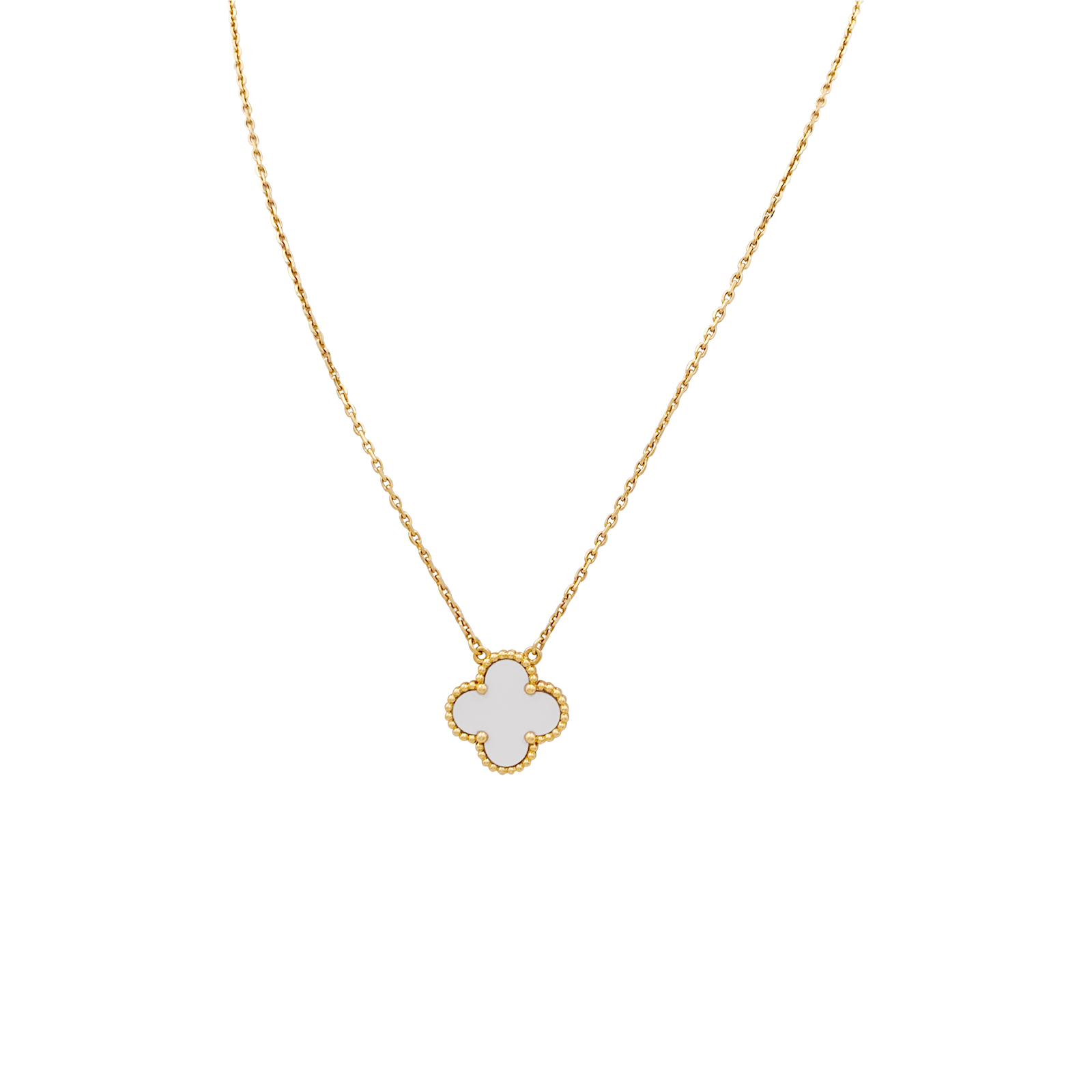 Collier Van Cleef & Arpels, "Vintage Alhambra", or jaune, nacre.