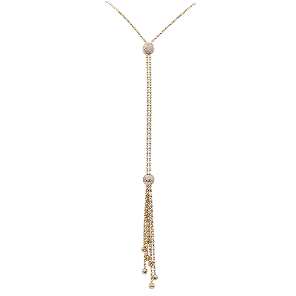 Cartier tie necklace, “Draperie de Décolleté”, yellow gold, diamonds.