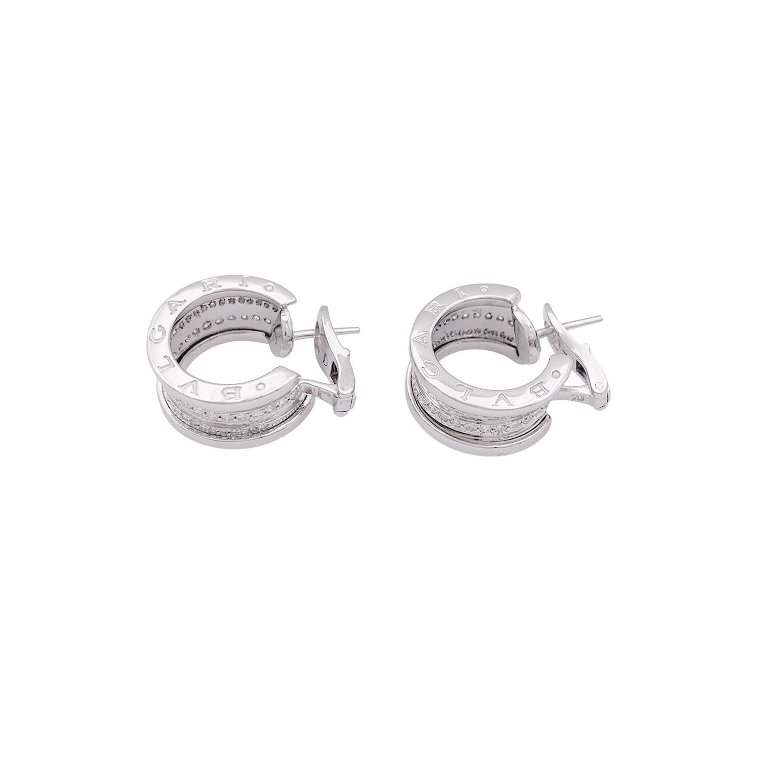 Créoles Bulagri "B.Zero1" or blanc, diamants.