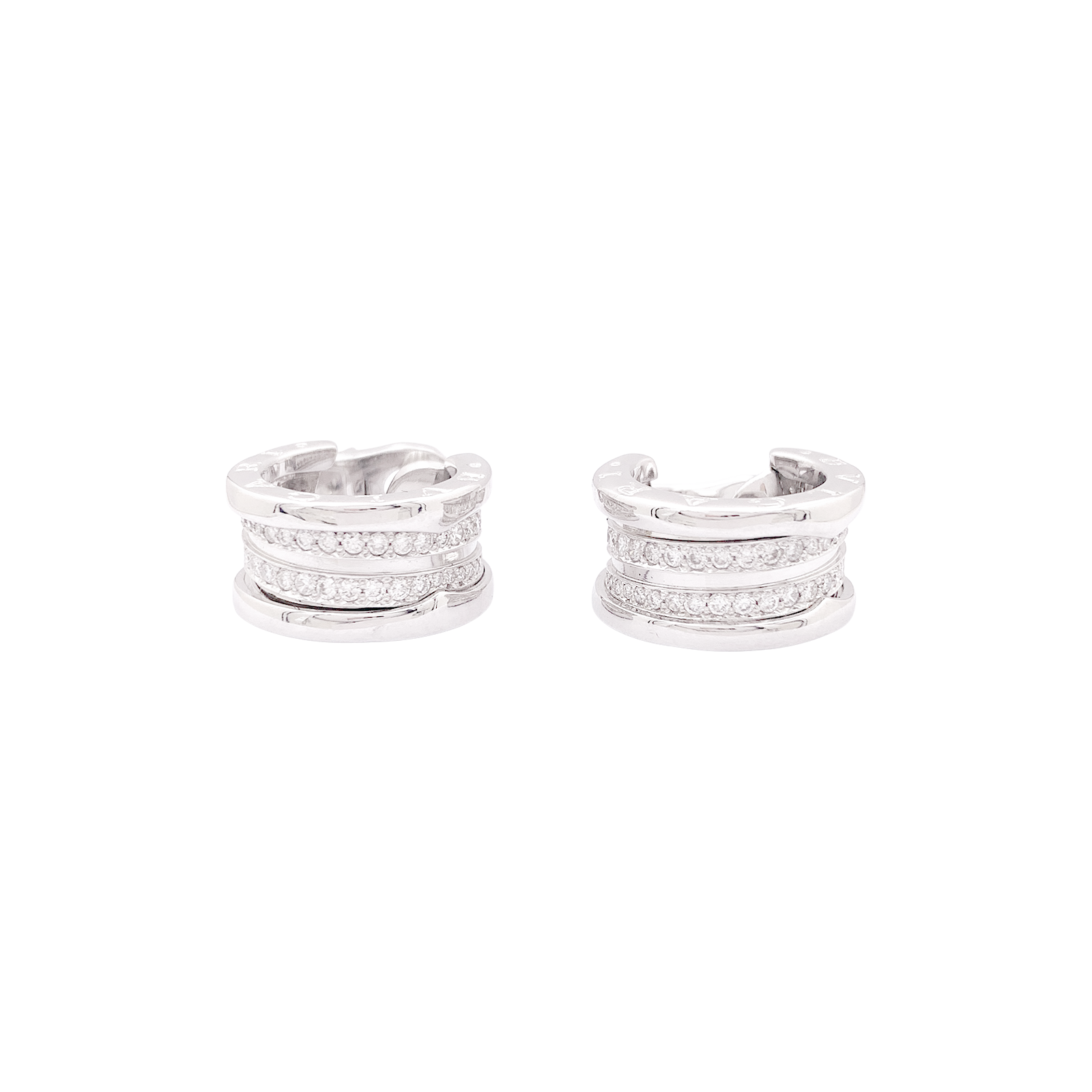 Bulgari "B.Zero1" white gold hoop earrings with diamonds.