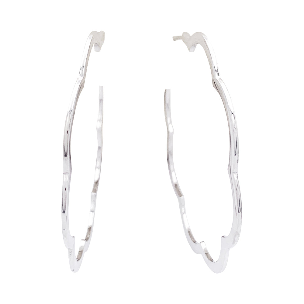 Chanel "Camellia Profile" hoop earrings, white gold.