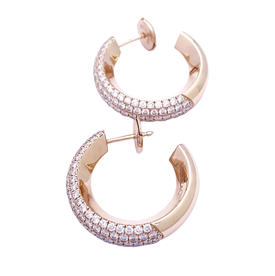 Messika "Divine Enigma" hoop earrings in rose gold and diamonds.