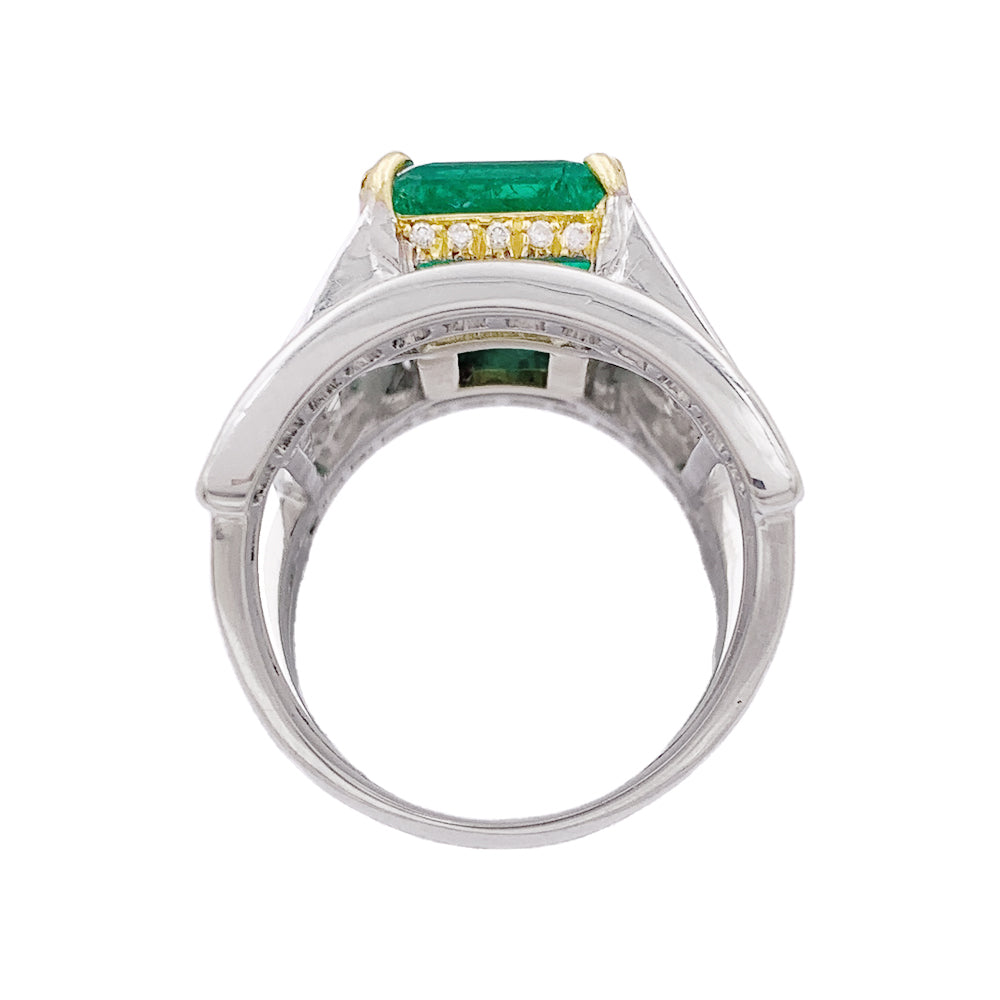 Important Repossi ring in two golds, emerald, diamonds.