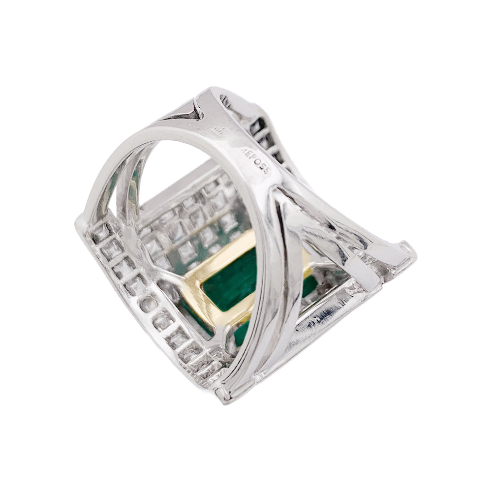 Important Repossi ring in two golds, emerald, diamonds.