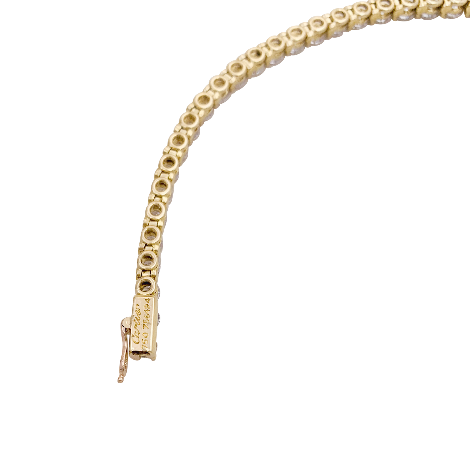 Bracelet Ligne tennis Cartier or jaune, diamants.