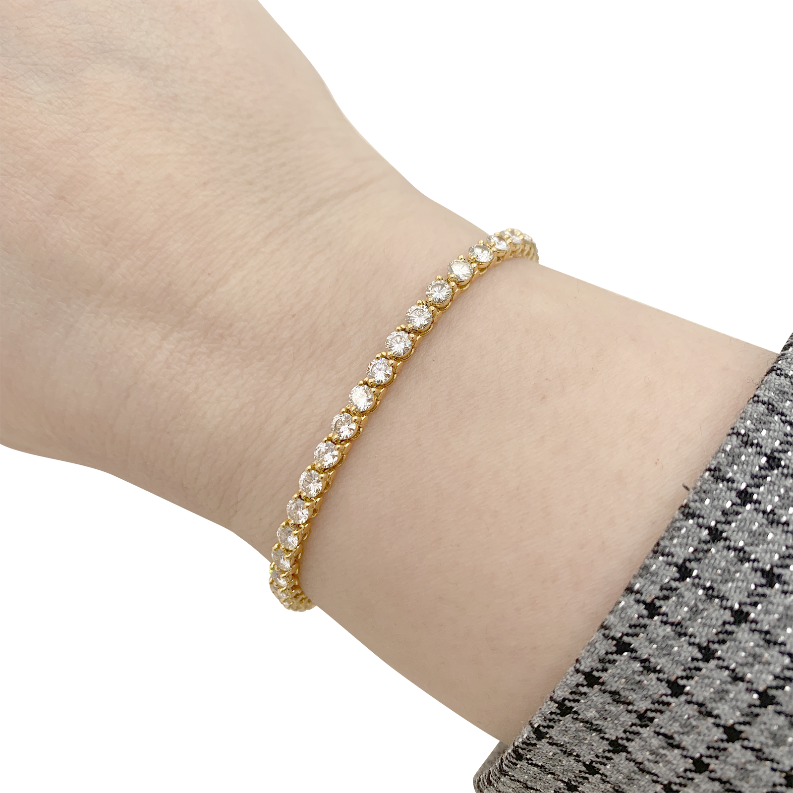 Bracelet Ligne tennis Cartier or jaune, diamants.