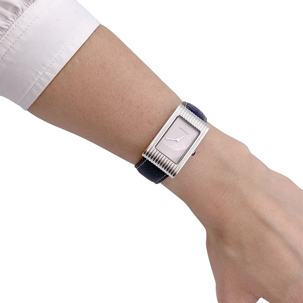 Boucheron watch, "Reflet", steel, leather.