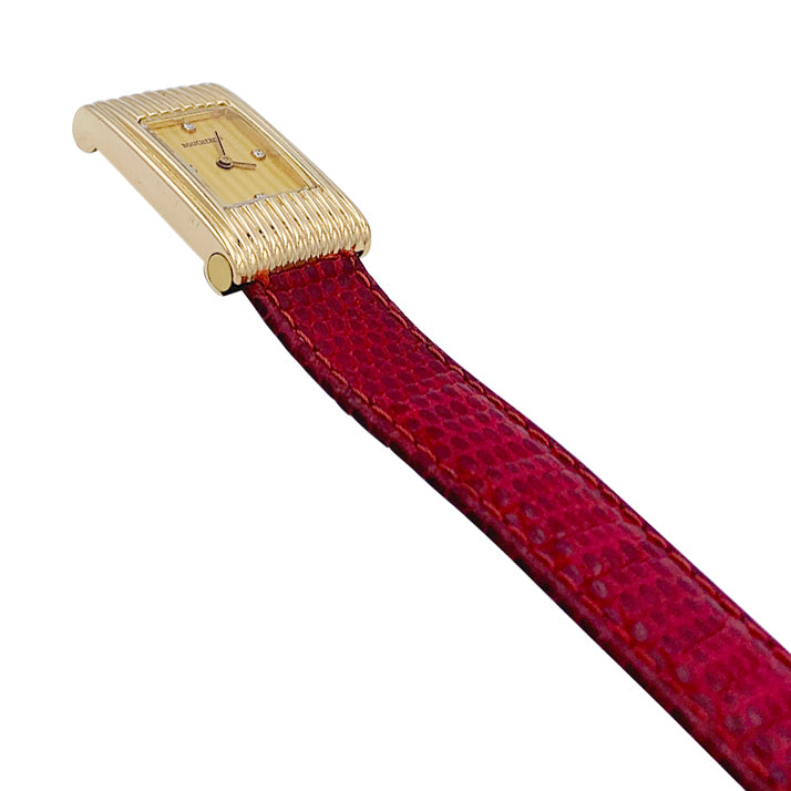 Boucheron watch, "Reflet", yellow gold, leather.