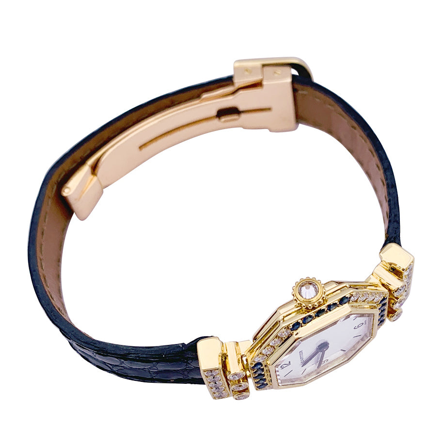 Cartier watch, "Andine", yellow gold, diamonds, sapphires.