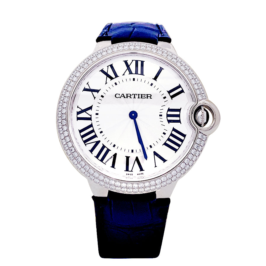 Cartier "Ballon Bleu" watch, white gold, diamonds.