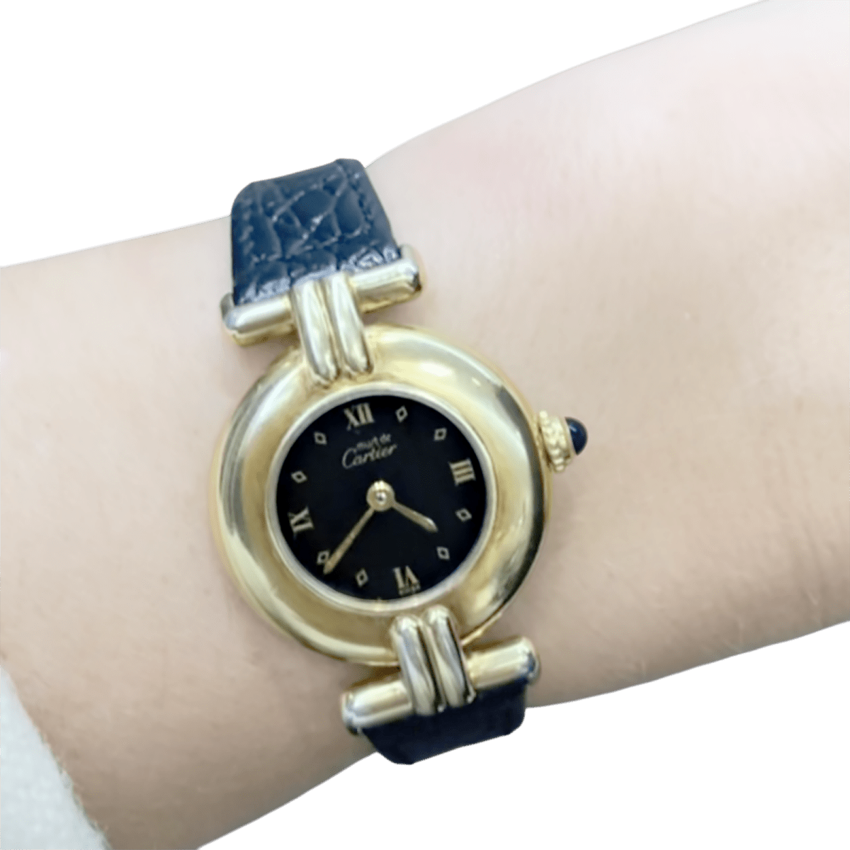 Montre Cartier "Colisée Must" vermeil, cuir. - Maison Eloe