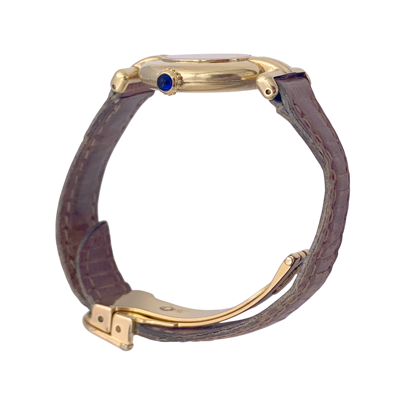 Cartier "Colisée Must" vermeil watch, leather.