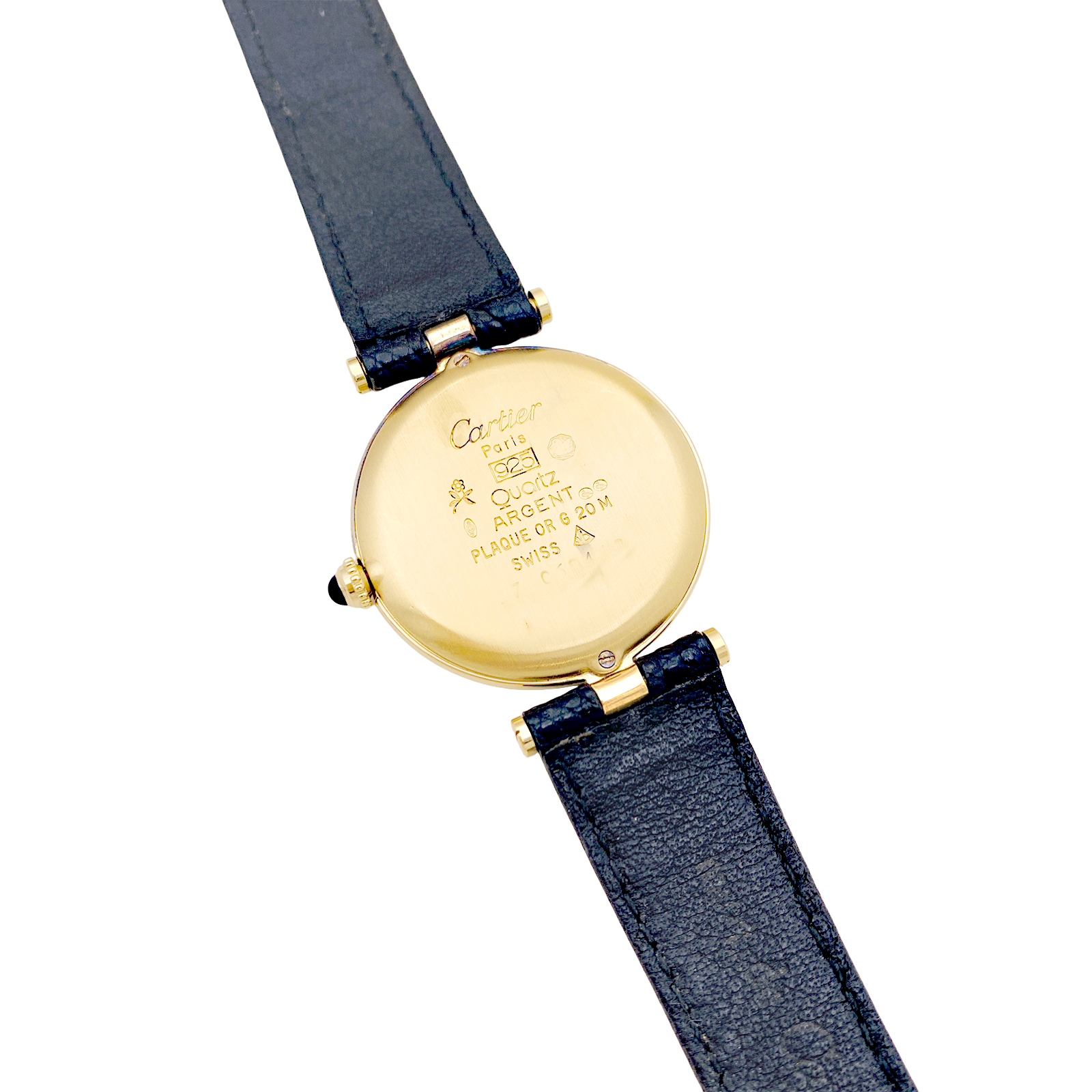 Cartier "Must Vendôme" vermeil watch, leather.