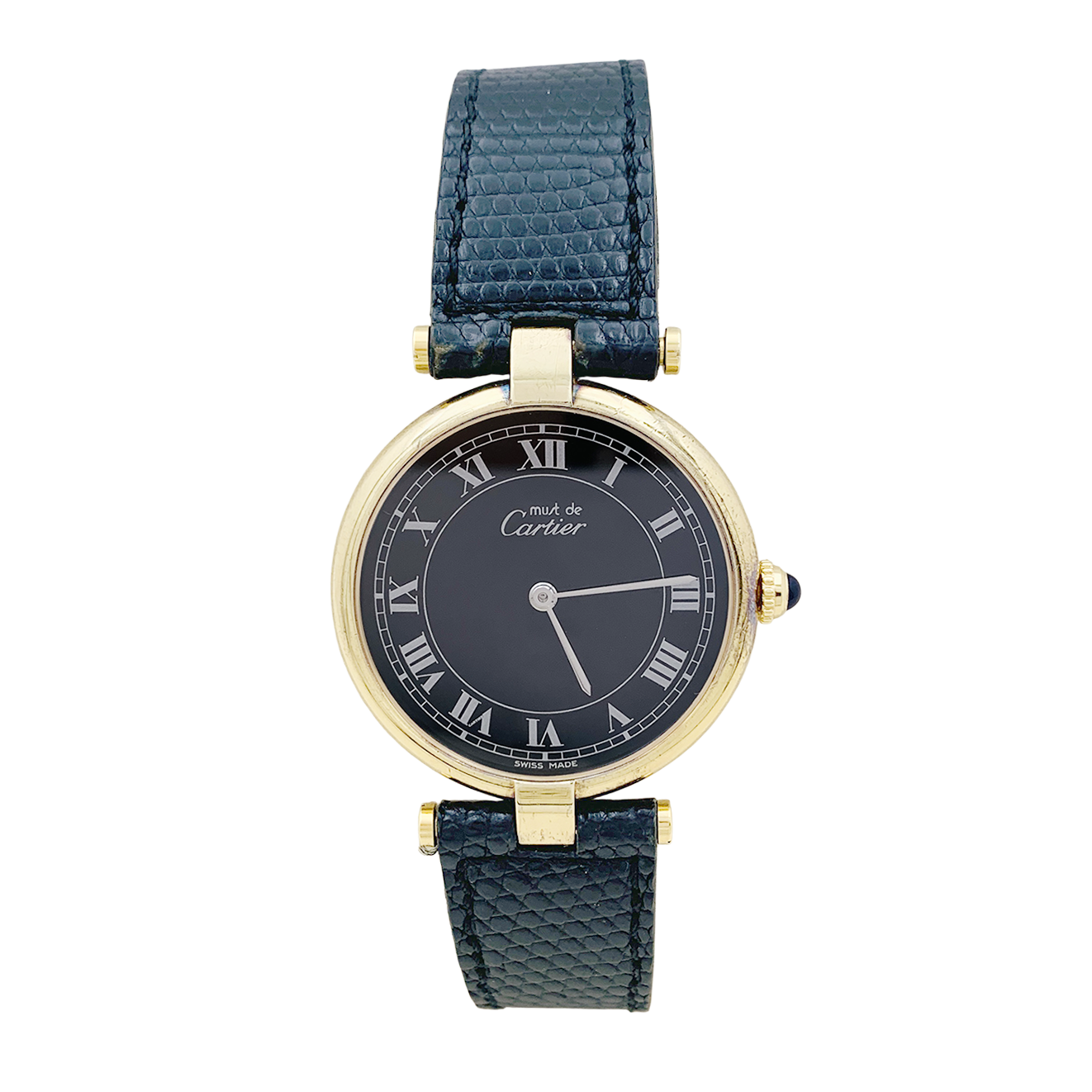 Montre Cartier "Must Vendôme" vermeil, cuir.