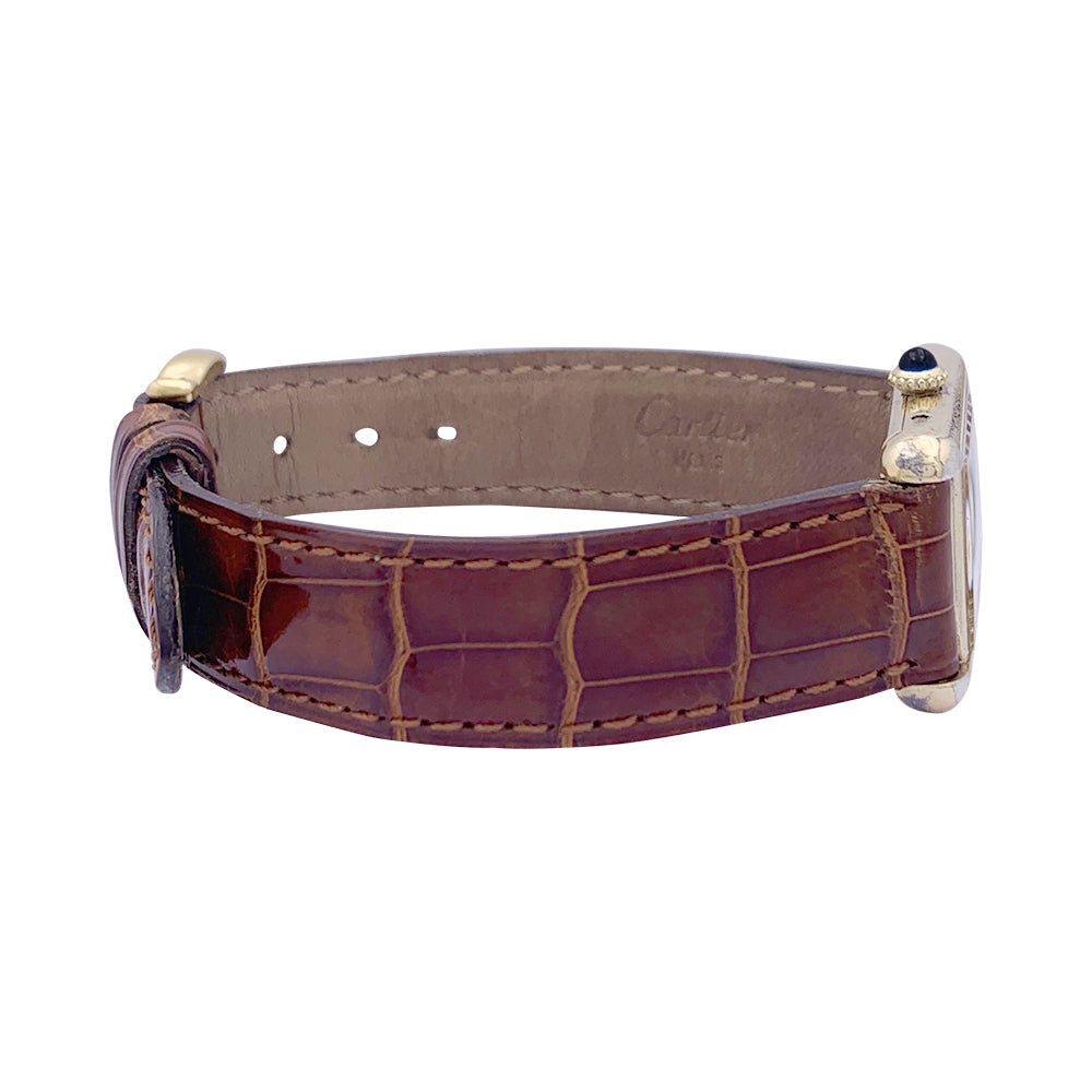 Cartier watch, "Must de Cartier", gold and silver plated, leather.