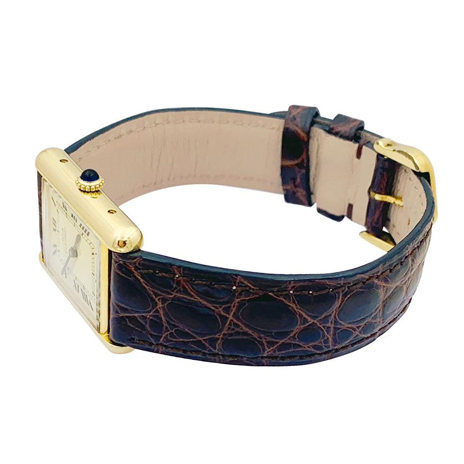 Cartier watch, "Must de Cartier", gold and silver plated, leather.