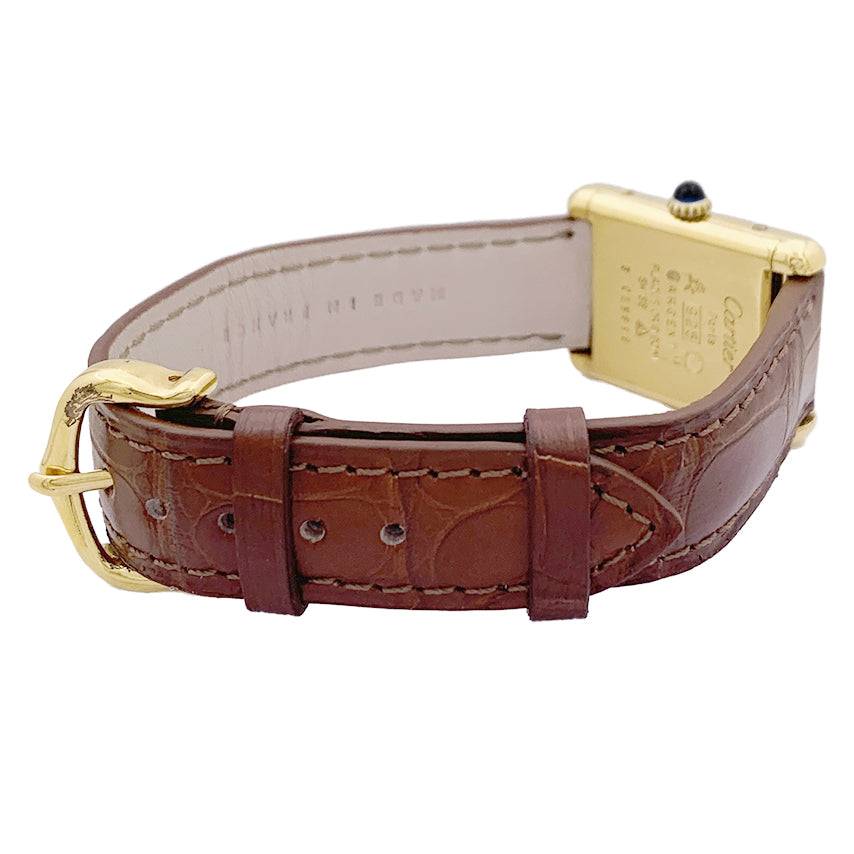 Cartier watch, "Must de Cartier", gold and silver plated, leather.