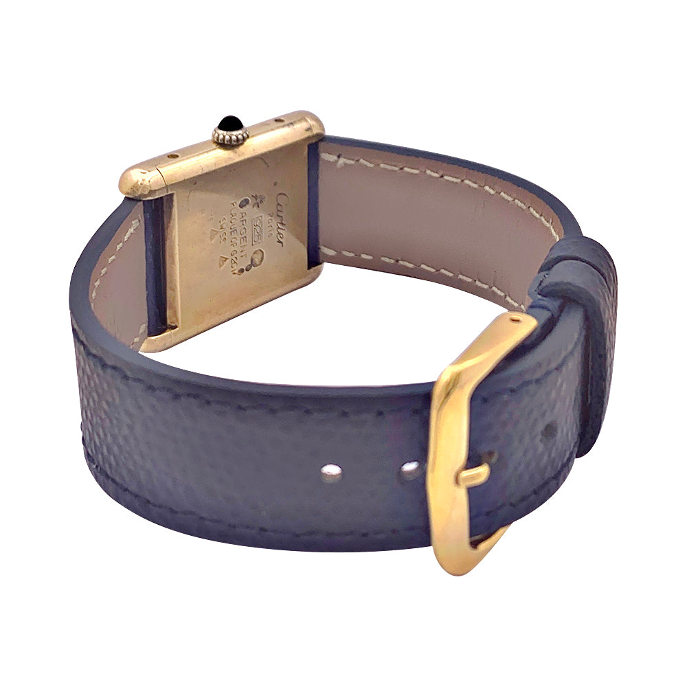Cartier watch, "Tank Must de Cartier", gold and silver plated, leather.