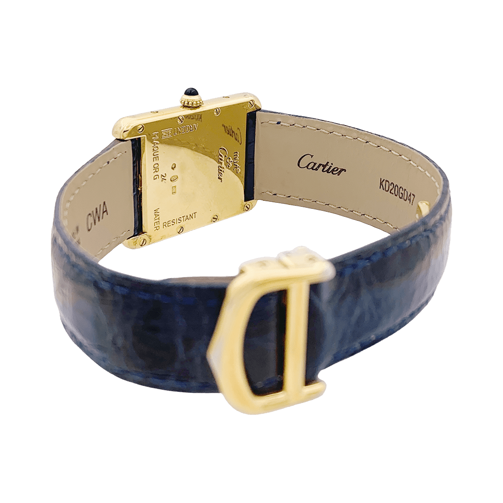 Montre Cartier, "Must de Cartier", plaqué or et argent, cuir. - Maison Eloe