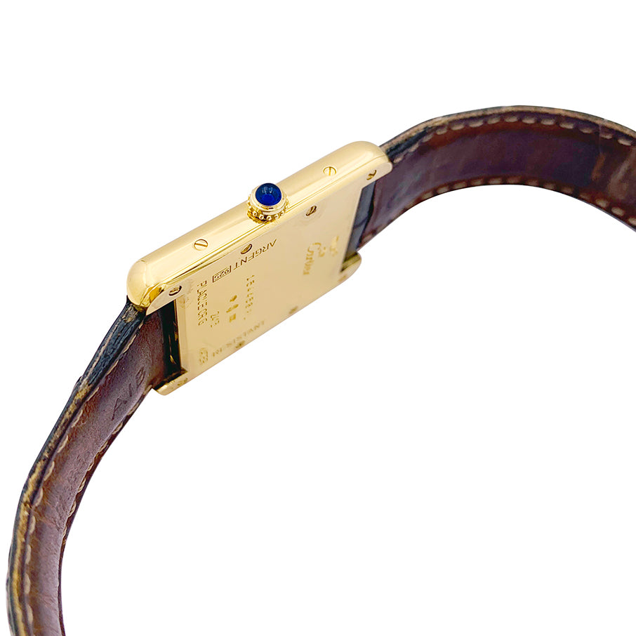 Cartier watch, "Must de Cartier", gold and silver plated, leather.