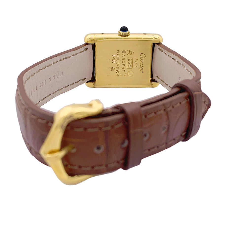 Cartier watch, "Must de Cartier", gold and silver plated, leather.