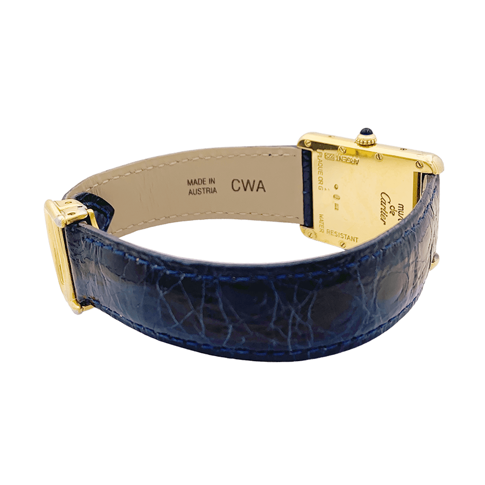 Montre Cartier, "Must de Cartier", plaqué or et argent, cuir. - Maison Eloe