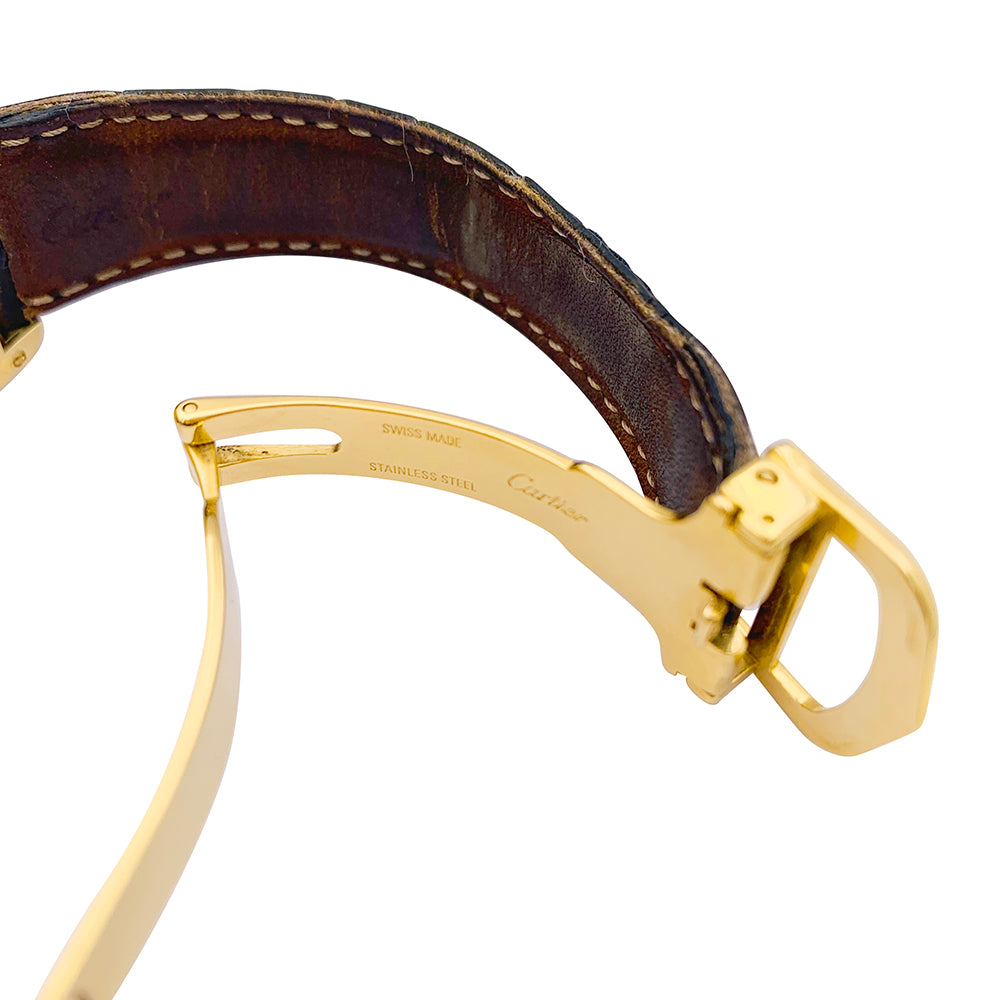 Cartier watch, "Must de Cartier", gold and silver plated, leather.