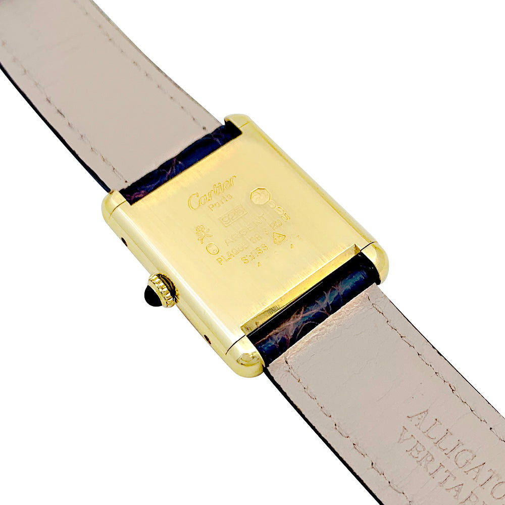 Cartier watch, "Must de Cartier", gold and silver plated, leather.