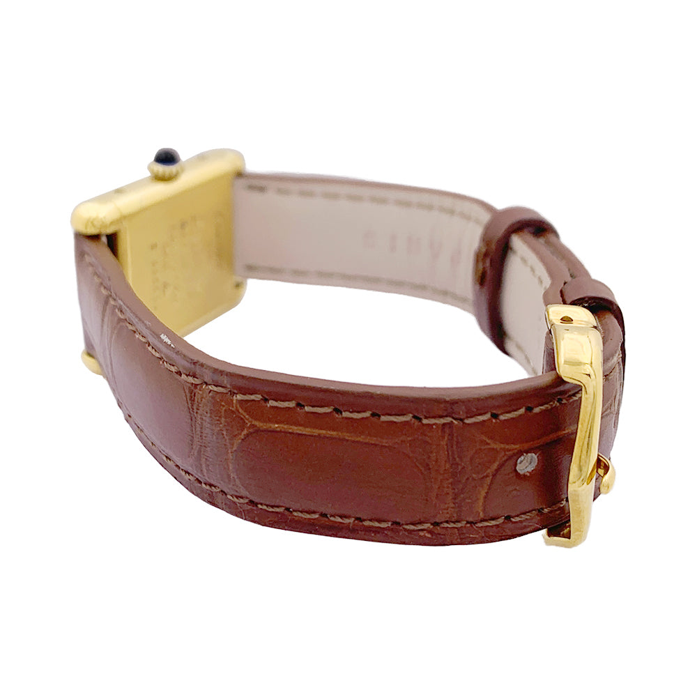 Cartier watch, "Must de Cartier", gold and silver plated, leather.