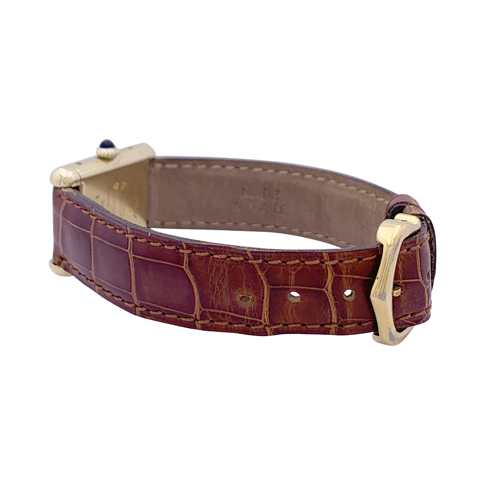 Cartier watch, "Must de Cartier", gold and silver plated, leather.