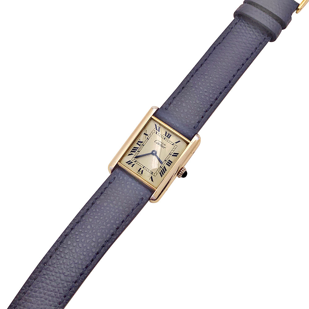 Cartier watch, "Tank Must de Cartier", gold and silver plated, leather.