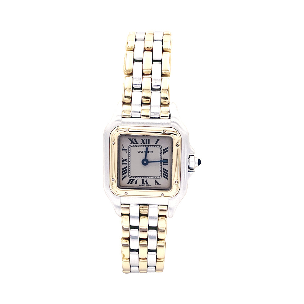 Cartier watch, "Panther", steel, three rows of gold.