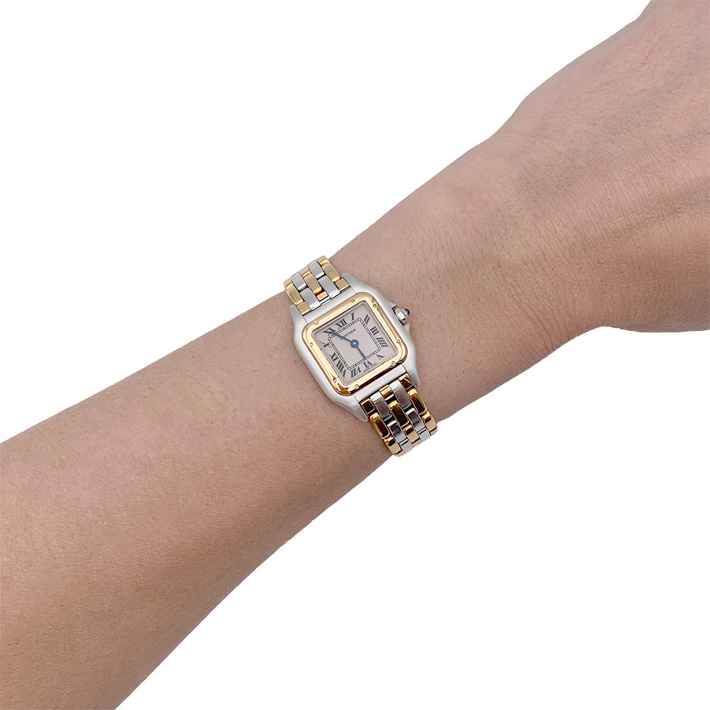 Cartier watch, "Panther", steel, three rows of gold.