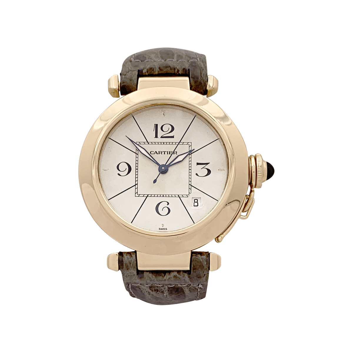 Montre Cartier "Pasha" or jaune, cuir. - Maison Eloe
