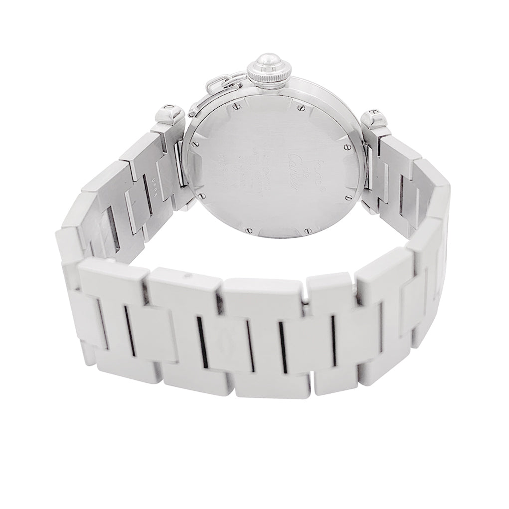 Cartier "Pasha GMT" steel watch.