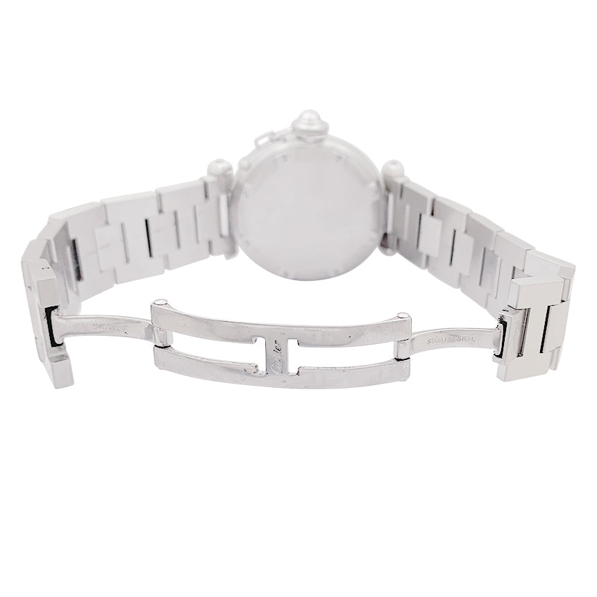 Cartier "Pasha GMT" steel watch.