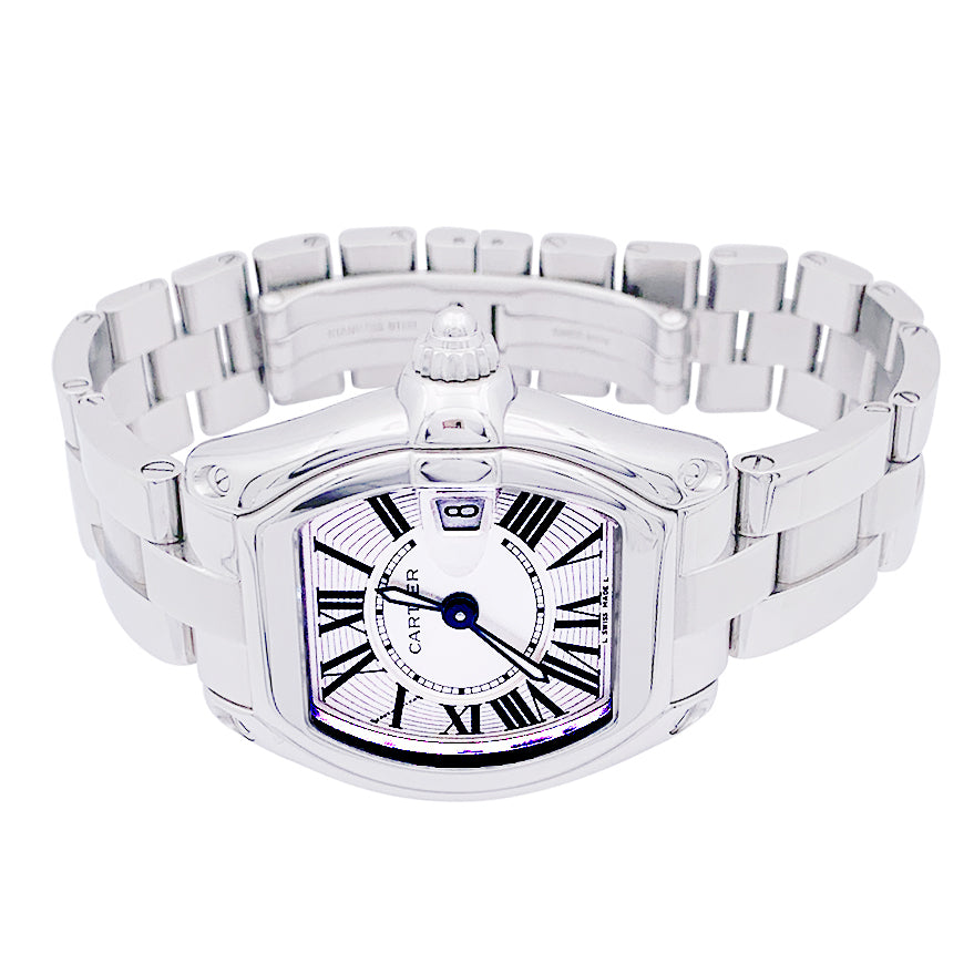 Cartier watch, "Roadster", steel on steel.