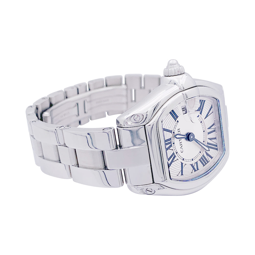 Cartier watch, "Roadster", steel on steel.