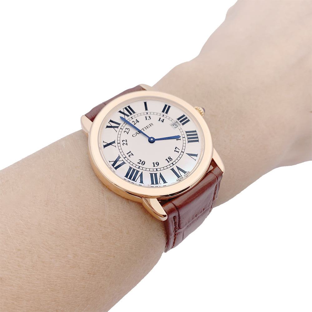Cartier "Ronde Solo" watch, pink gold, leather.