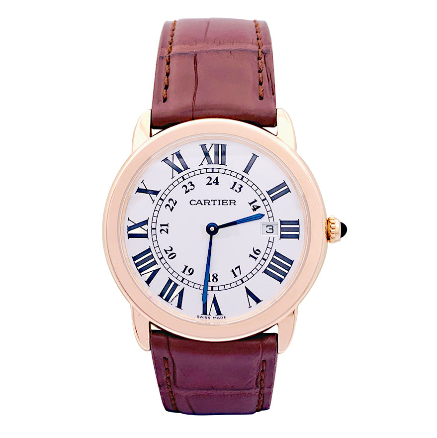 Cartier "Ronde Solo" watch, pink gold, leather.